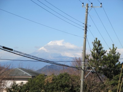 前面道路から富士山を望みます